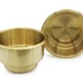 2 Brass Dual Size Cup Holders Side And Top View