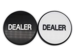 3 Inch Dealer Puck - 1 Side Black With White Lettering, The Other Side White With Black Lettering