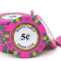 14 Gram Monte Carlo Poker Chip Hot Pink 5 Cents