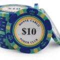 Stack Of 14 Gram Blue 10 Monte Carlo Poker Chips