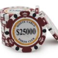 Stack Of 14 Gram Burgundy 25000 Monte Carlo Poker Chips