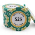 Stack Of 14 Gram Green 25 Monte Carlo Poker Chips