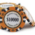 Stack Of 14 Gram Orange 1000 Monte Carlo Poker Chips