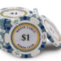 Stack Of 14 Gram White 1 Monte Carlo Poker Chips