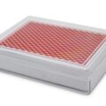 Plastic Card Box Holder Angle View Shown With Deck Of Cards Red