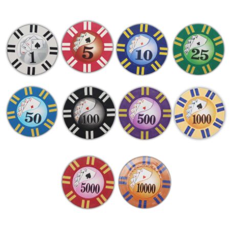 2 Stripe Poker Chips 10 Colors 8 Grams