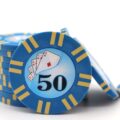 8 Gram 2 Stripe Poker Chips - 50 Light Blue