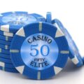 Triangle Casino Elite Poker Chip - 50 Light Blue