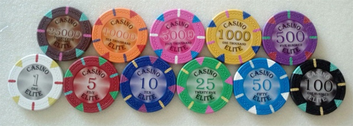 100 poker chips Monte Carlo 14 gram choice of 9 denominations 