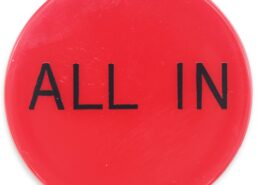 All In Button 2 Inch Red With Black Lettering