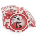 Stack Of Yin Yang Poker Chips With Denomination - Red 5