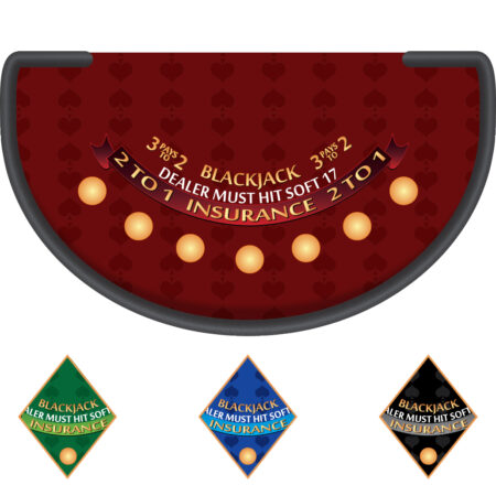 Blackjack Layout – Soft 17 – Black, Blue, Burgundy &Amp; Green