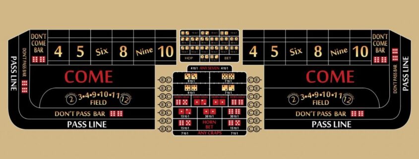 Craps Table Layout In Black And Tan