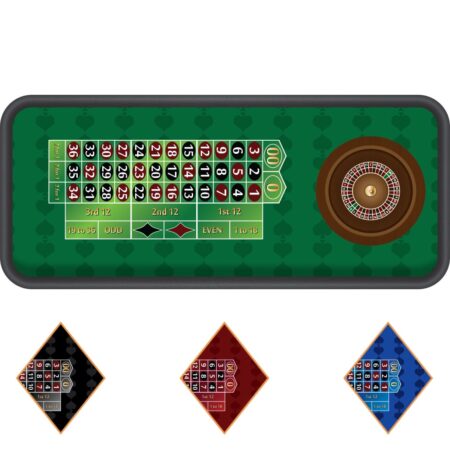 Left-Handed Roulette Layout In Green, Blue, Black And Burgundy